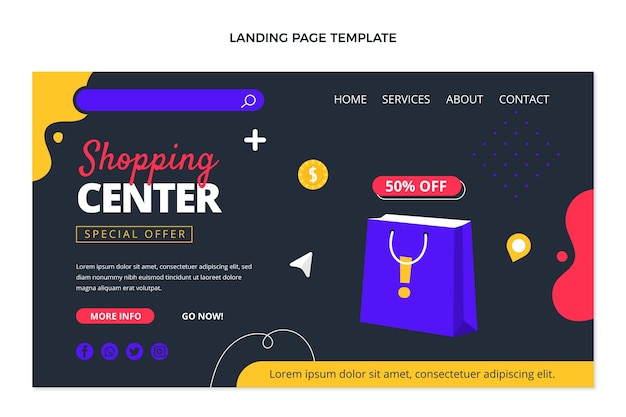 Hand drawn shopping center landing page