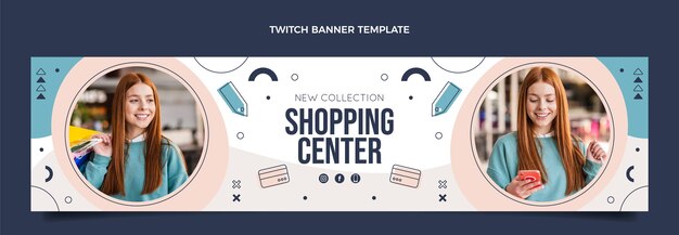 Hand drawn shopping center twitch banner