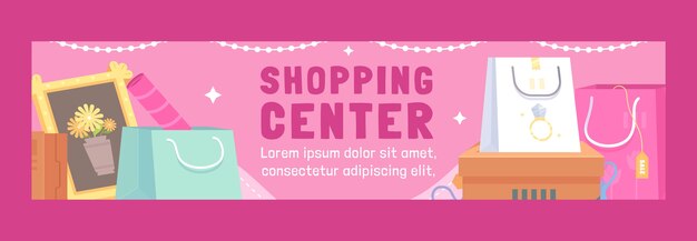 Free vector hand drawn shopping center twitch banner
