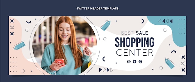 Vettore gratuito intestazione twitter del centro commerciale disegnato a mano