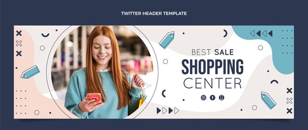 Hand drawn shopping center twitter header