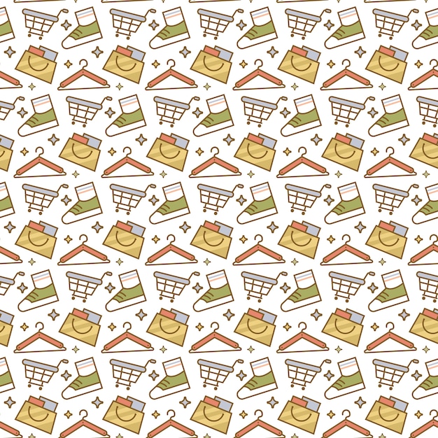 Free vector hand drawn shopping pattern illustration