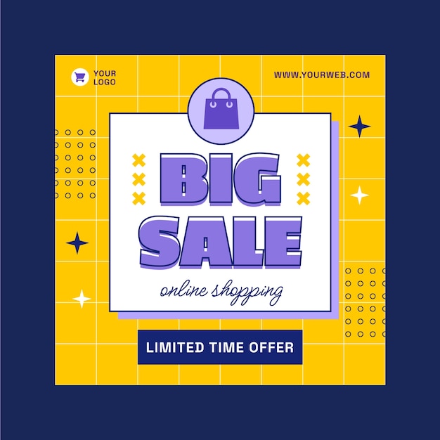 Free vector hand drawn shopping square flyer