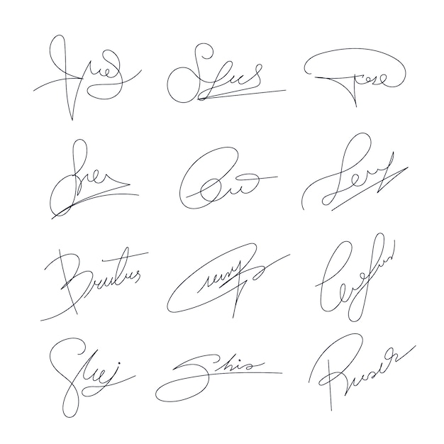 Free vector hand drawn signature element set