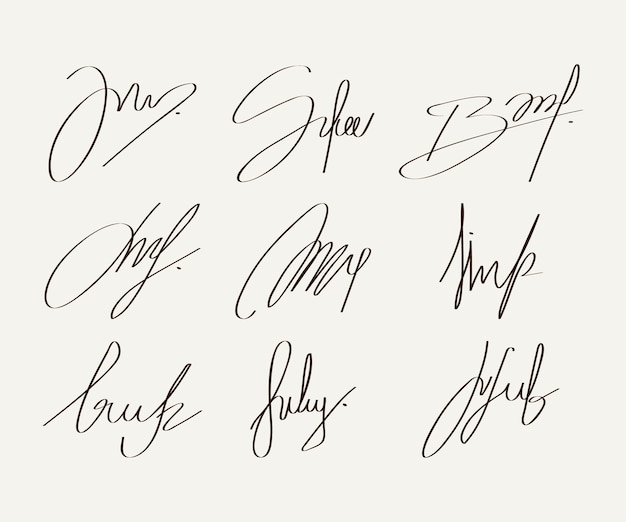 Free vector hand drawn signature element set