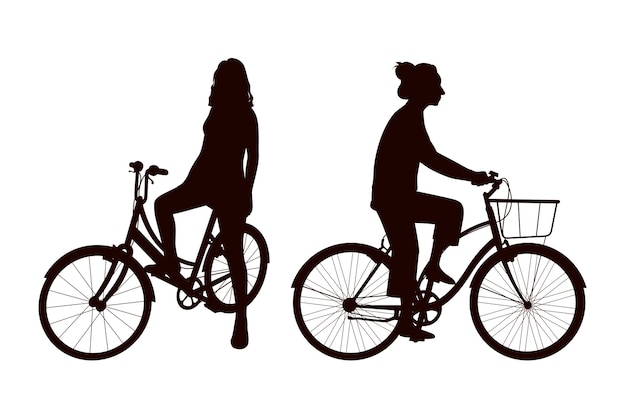 Hand drawn silhouette bicycle  player