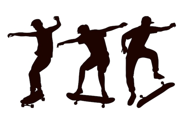 Бесплатное векторное изображение Ручной обращается силуэт скейтборда