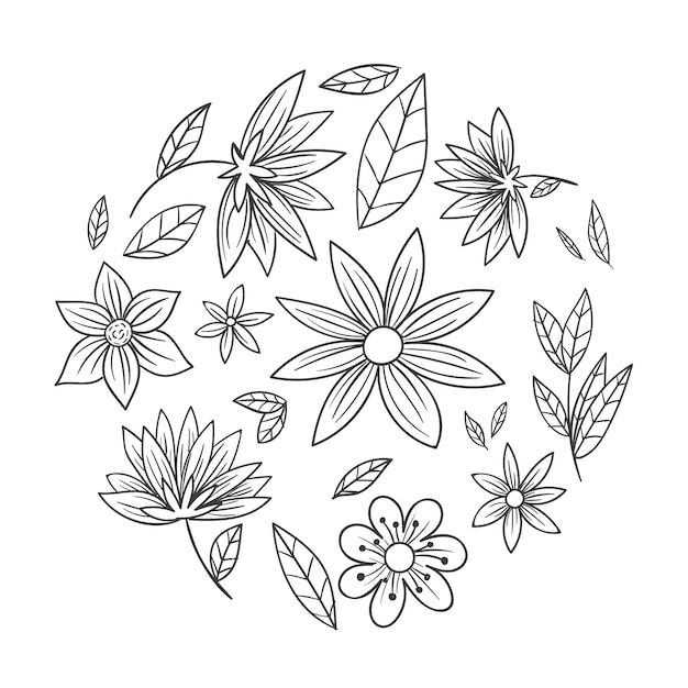 Hand drawn simple flower outline illustration