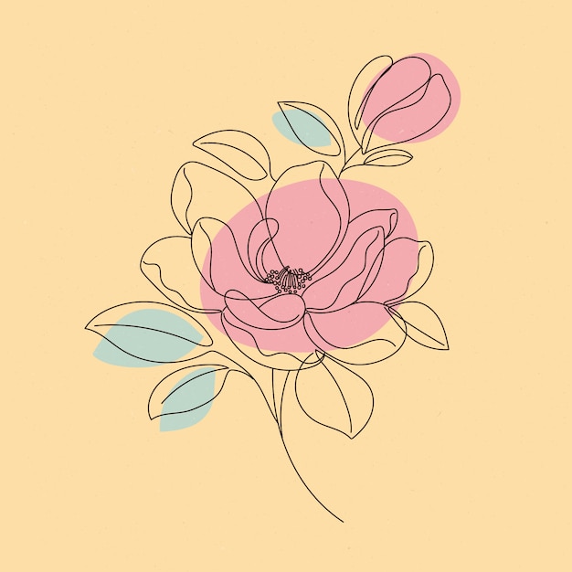 Hand drawn simple flower outline illustration