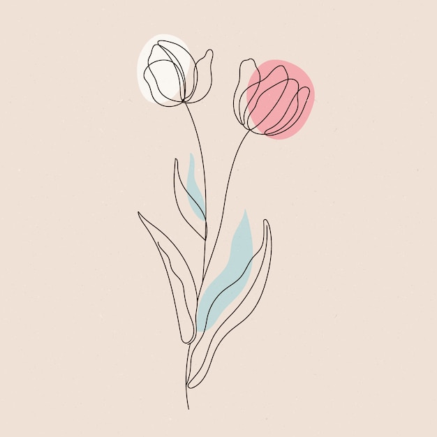 Hand drawn simple flower outline illustration