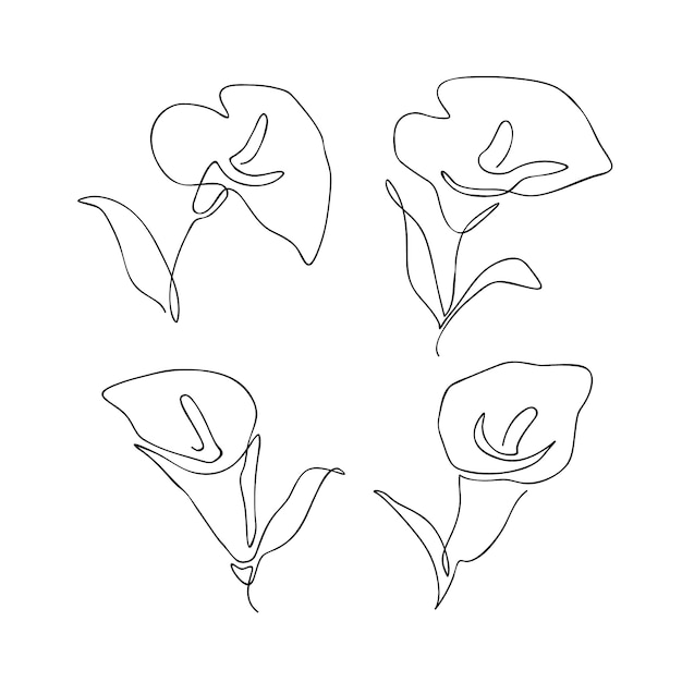 Vettore gratuito illustrazione del profilo del fiore semplice disegnata a mano