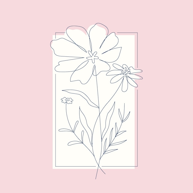 Free vector hand drawn simple flower outline illustration