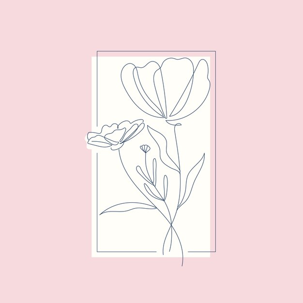 Hand drawn simple flower outline illustration