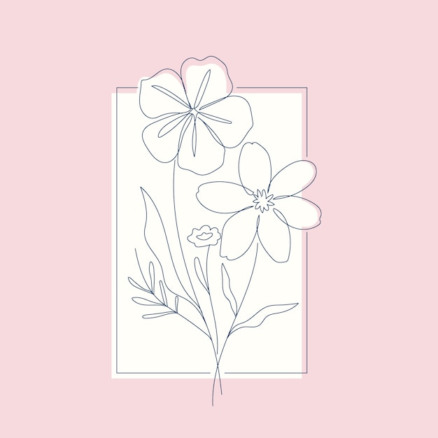 Free vector hand drawn simple flower outline illustration