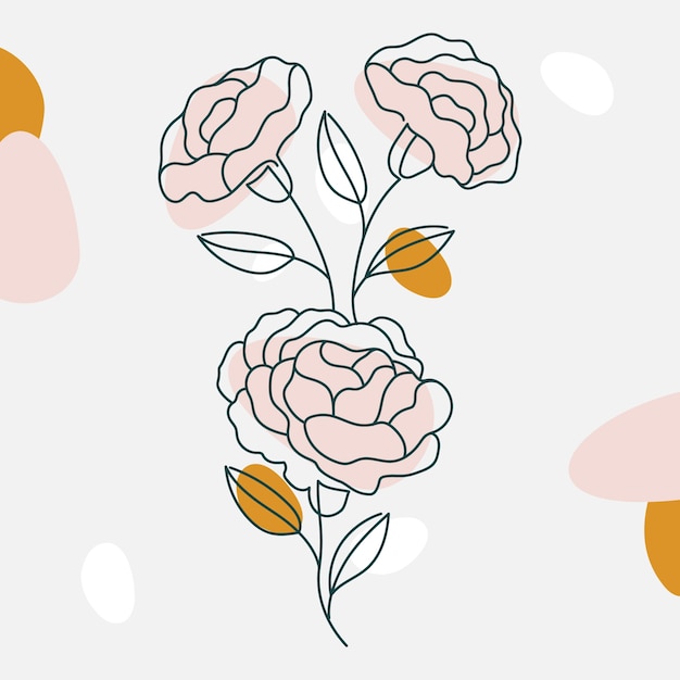 Hand drawn simple flower outline illustration