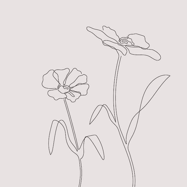 Free vector hand drawn simple flower outline