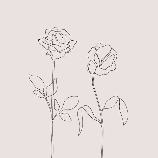 無料ベクター 手描きのシンプルな花のアウトライン