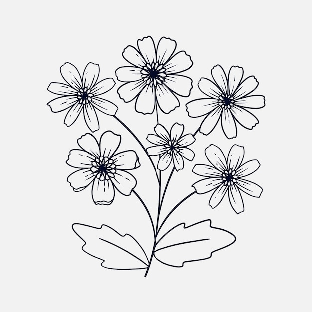 Free vector hand drawn simple flower outline