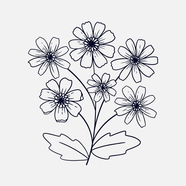 Hand drawn simple flower outline