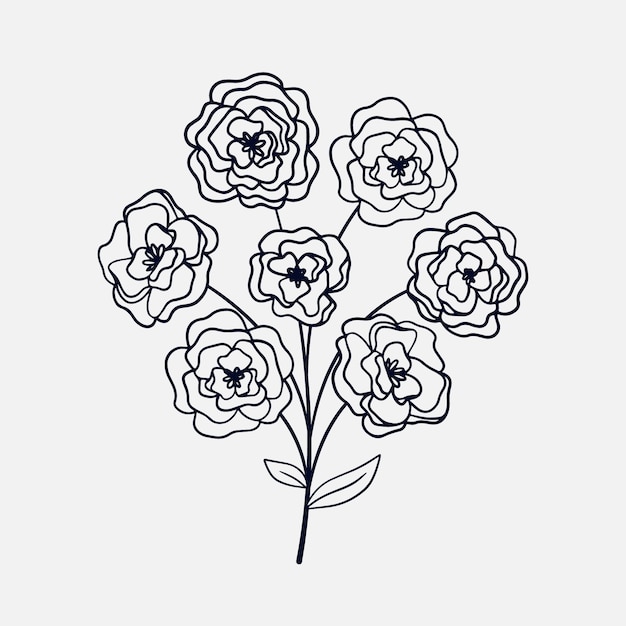 Free vector hand drawn simple flower outline