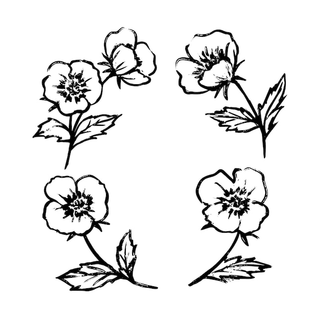 Free vector hand drawn simple flower outline