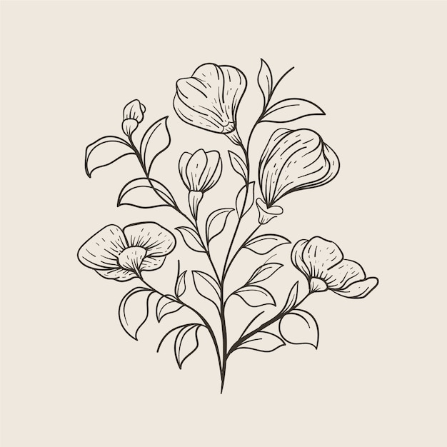 Free vector hand drawn simple flower outline