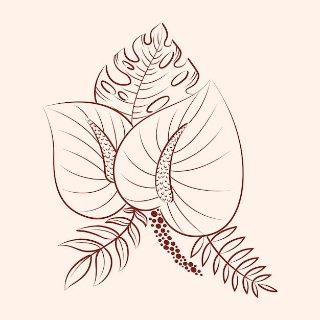 Бесплатное векторное изображение Ручной обращается простой контур цветка