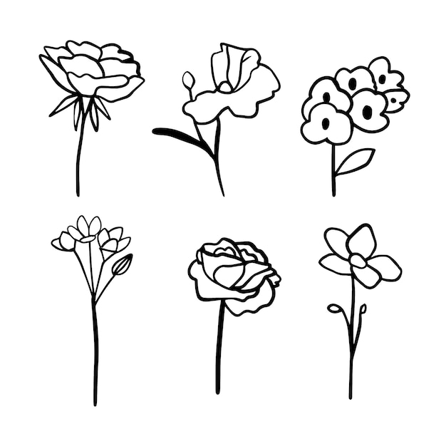 Free vector hand drawn simple flower outline