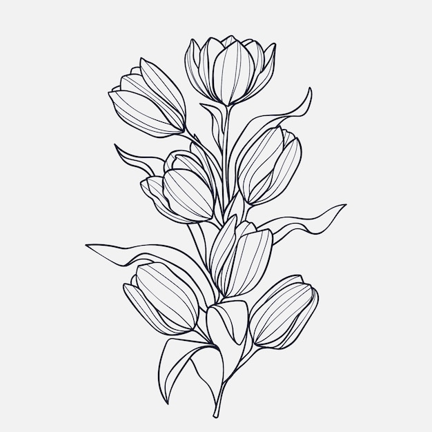 Hand drawn simple flower outline