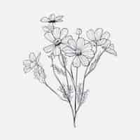 Free vector hand drawn simple flower outline