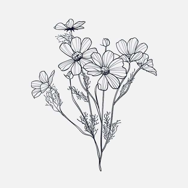 Hand drawn simple flower outline