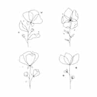 Free vector hand drawn simple flower outline