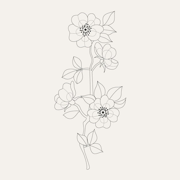 Hand drawn simple flower outline