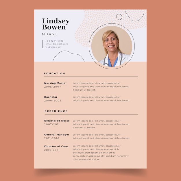 Free vector hand drawn simple nurse resume template