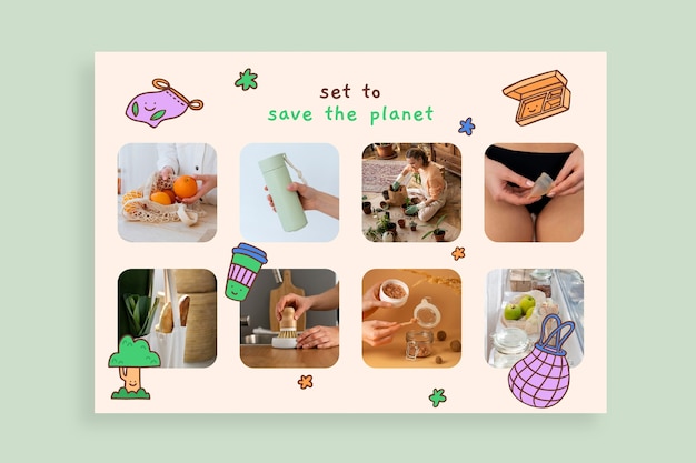 Hand drawn simple sustainability motivation vision board