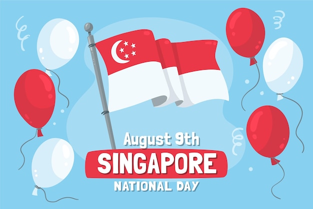 Hand drawn singapore national day illustration