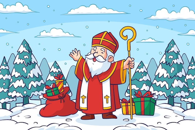 무료 벡터 손으로 그린 sinterklaas 배경