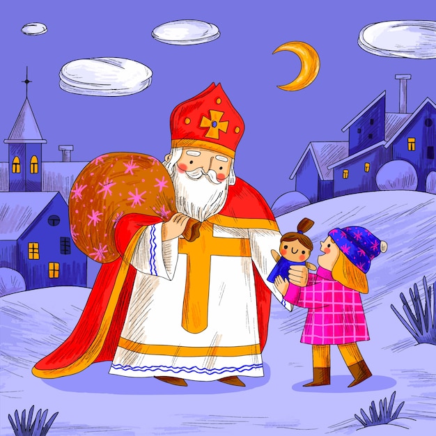 Free vector hand drawn sinterklaas illustration