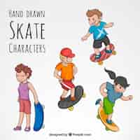 Free vector hand drawn skate characters