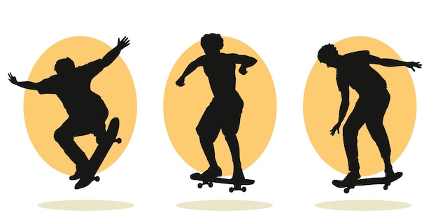 Free vector hand drawn skateboard  silhouette