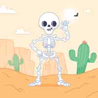 Vettore gratuito illustrazione del fumetto scheletro disegnato a mano