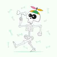 Free vector hand drawn skeleton cartoon illustration