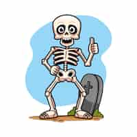 Free vector hand drawn skeleton cartoon illustration