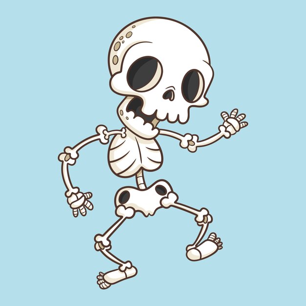 Hand drawn skeleton cartoon illustration
