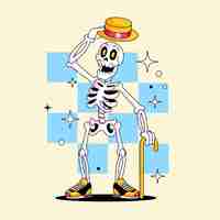 Free vector hand drawn skeleton cartoon illustration