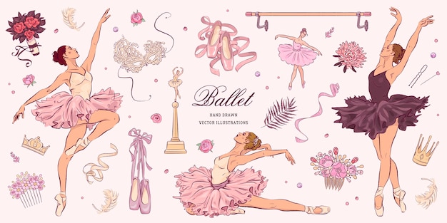 Набор рисованной эскиз балета