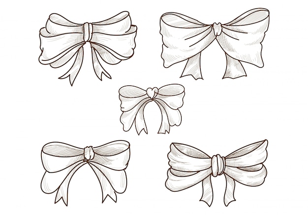 Hand drawn sketch bows set design