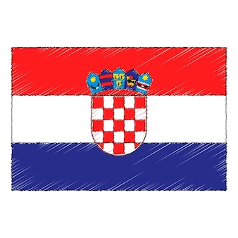 Ручной рисунок флага хорватии. векторная иконка в стиле каракулей