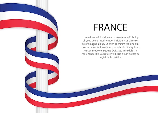 프랑스의 손으로 그린된 스케치 플래그입니다. 낙서 스타일 벡터 아이콘 프리미엄 벡터