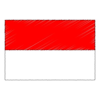 Ручной рисунок флага индонезии. значок вектора в стиле каракулей